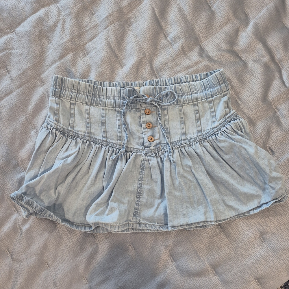 We The Free Sky Blue Denim Skirt